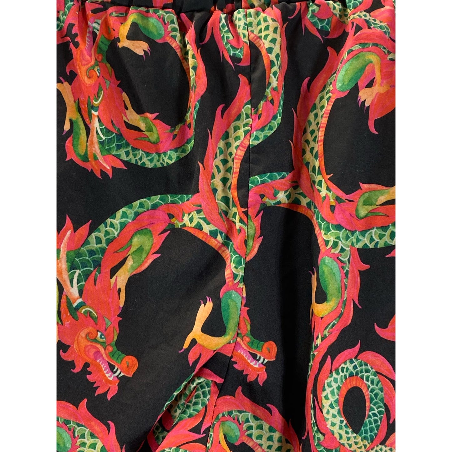 BOOHOO MAN Men's Red/Black Dragon Print Drawstring Pull-On Shorts SZ L