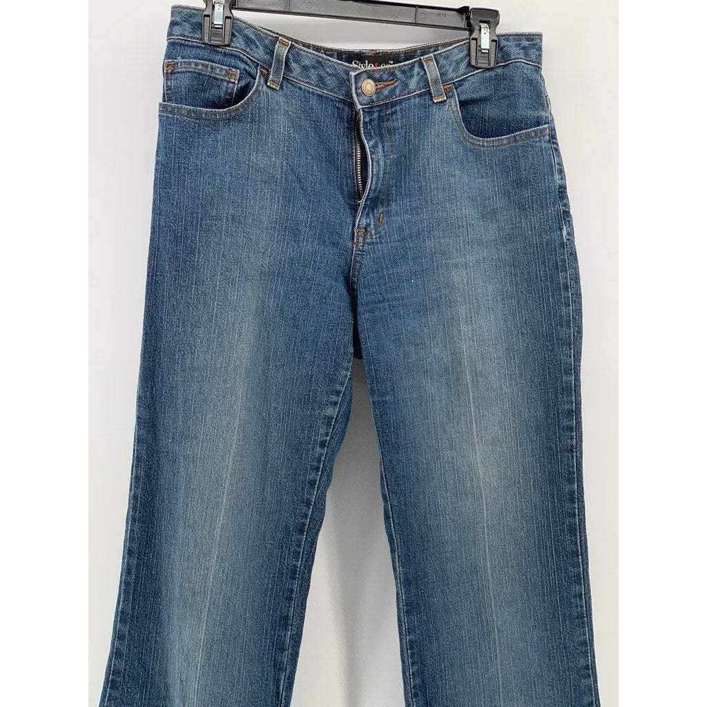 STYLE & CO Women's Dark Blue Denim Straight-Leg Five-Pocket Jeans SZ 8