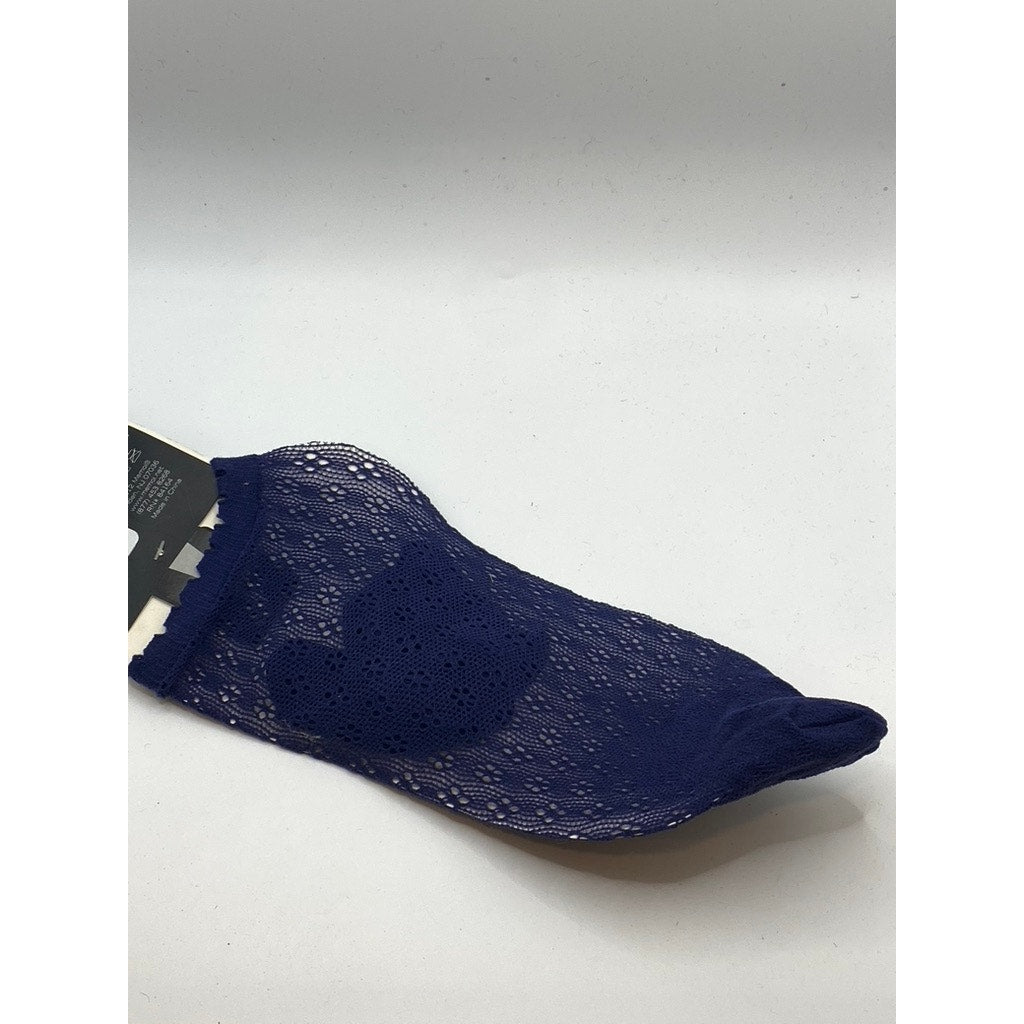 MEMOI Women's Floral Patriotic Navy Blue Lace Ruffle-Trim Ankle Socks SZ OS