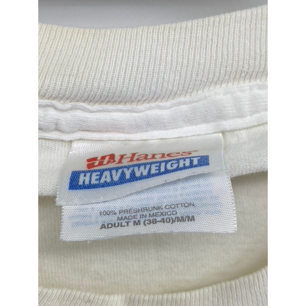 HANES Men's Off-White Newport Lighthouse Short Sleeve T-Shirt SZ M