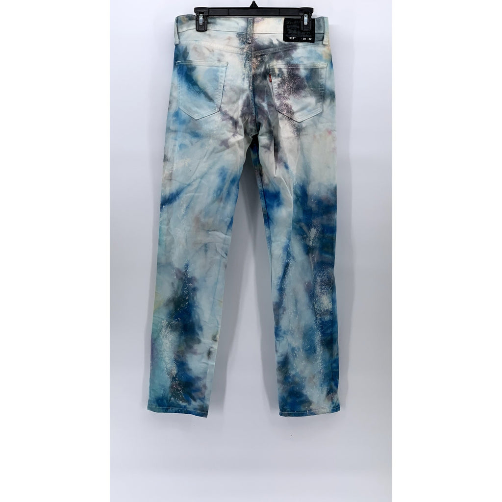LEVI'S Men's Blue Denim Acid Wash 511 Slim-Leg Regular-Fit Jeans SZ 30X32