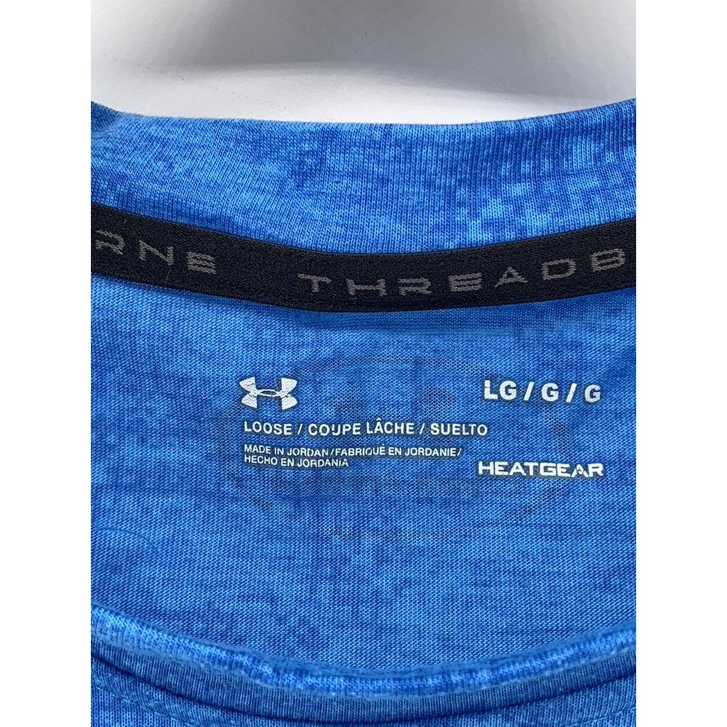 UNDER ARMOUR Men's Blue HeatGear Loose Fit Logo T-Shirt SZ L