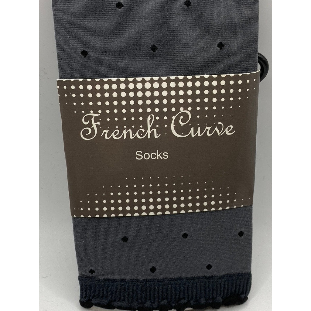 FRENCH CURVE Women's Black Dotted Sheer Lightweight Pull-On Socks SZ OS