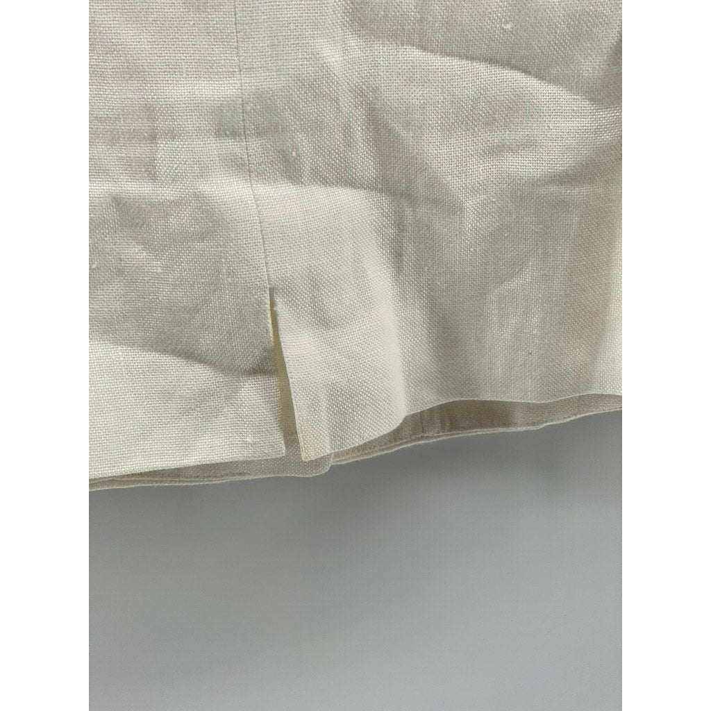 TALBOTS Women's Petite White Linen Button-Up V-Neck Lightweight Vest Top SZ 6P