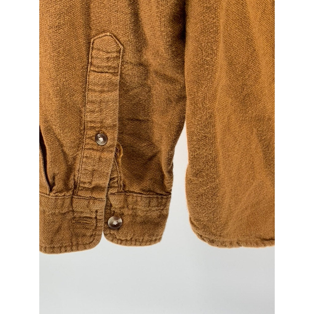 FRANK AND OAK Men's Brown Textured Regular-Fit Button-Up Long Sleeve Shirt SZ L