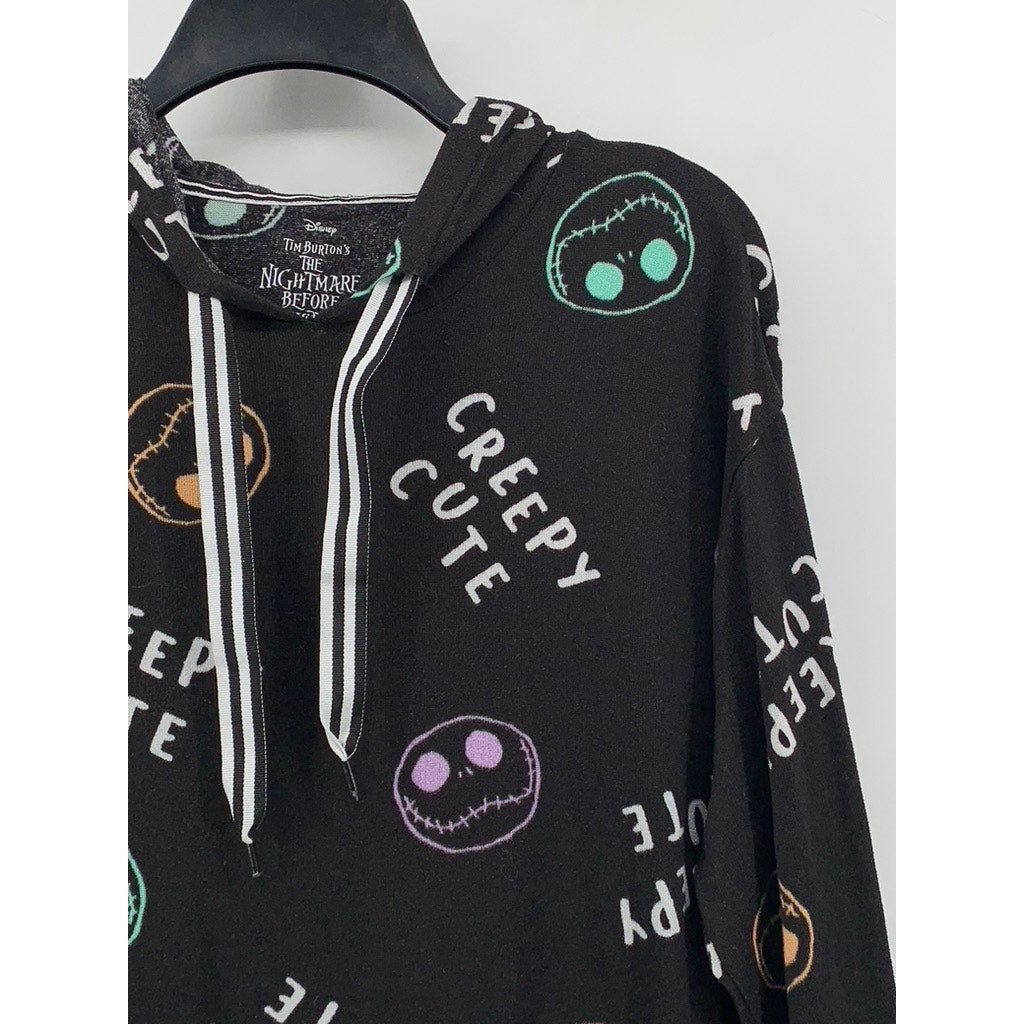 DISNEY Women's Black The Nightmare Before Christmas Print Hooded Sleep Gown SZ S