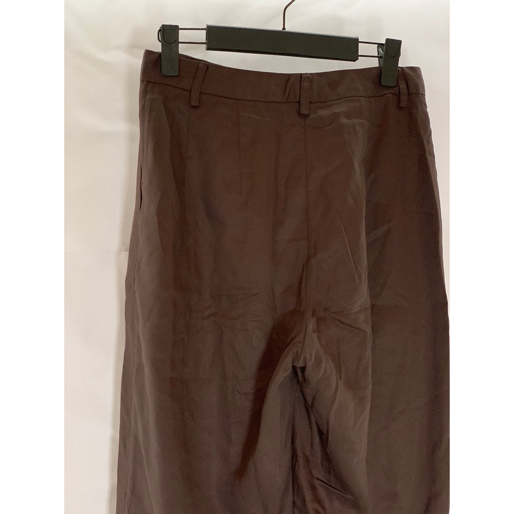 WIXII Women's Dark Brown Tencel Wide Leg Relaxed-Fit Pant SZ XS
