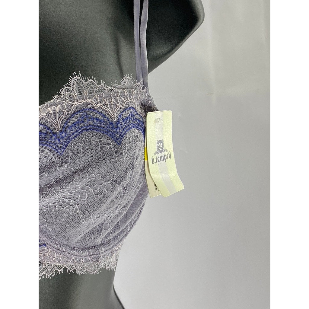 B. TEMPT'D BY WACOAL Women's Purple Lace Double Spaghetti Strap Bra SZ M