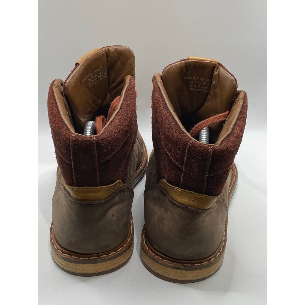 J. SHOES Men's Brown Leather Honour Round-Toe Lace-Up Boot Style Sneakers SZ 8