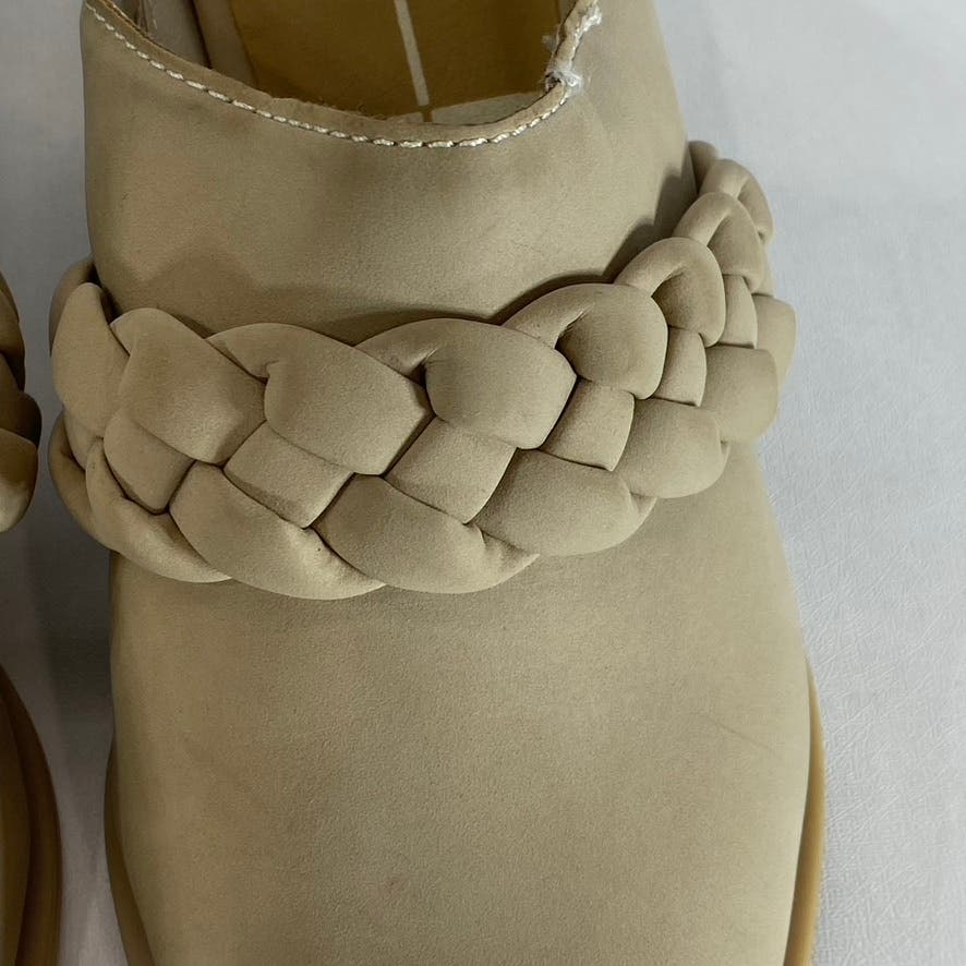 DOLCE VITA Women's Tan Eillie Western Braided Block-Heel Slip-On Mules SZ 9.5