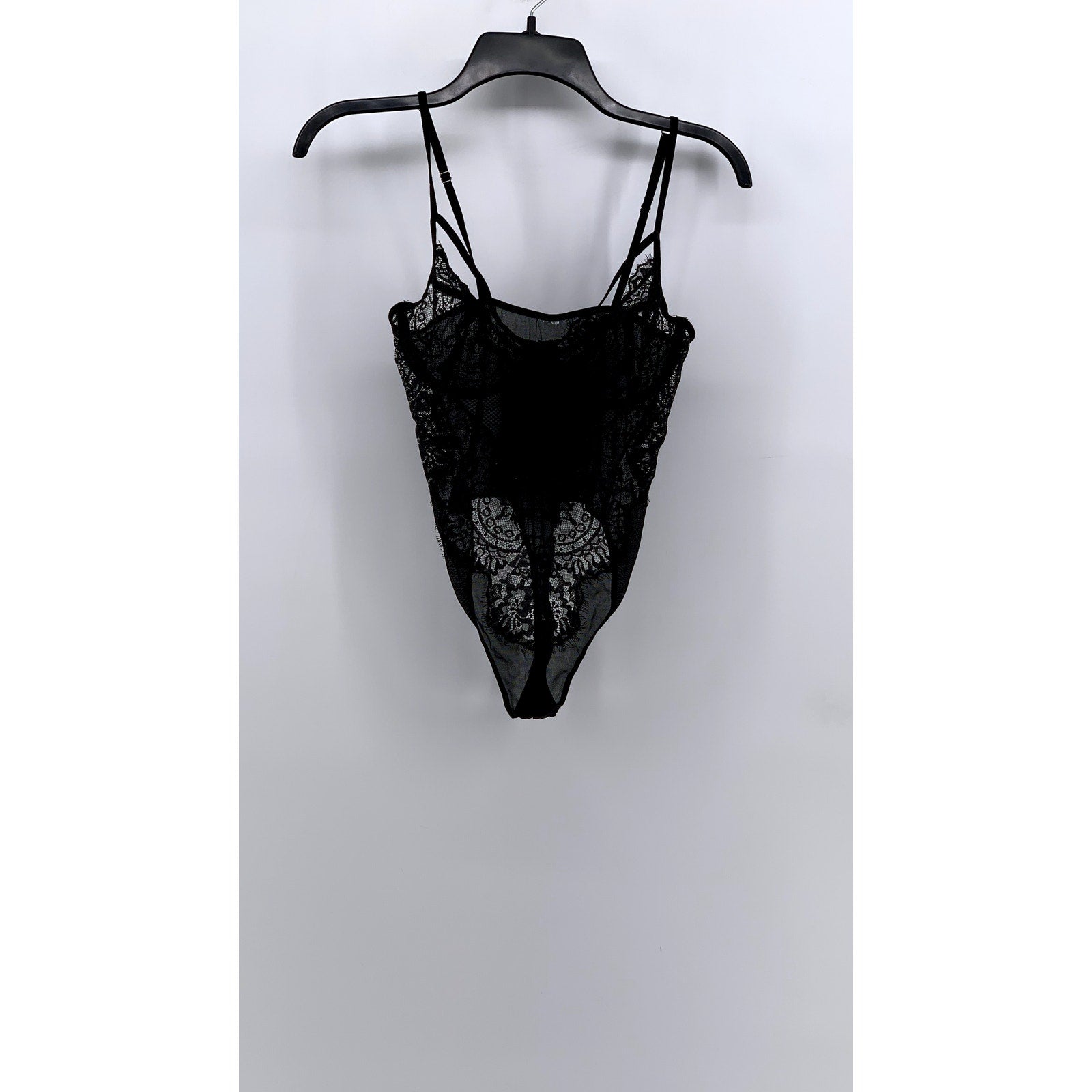 UNBRANDED Women's Black Lace V-Neck Bodysuit SZ S