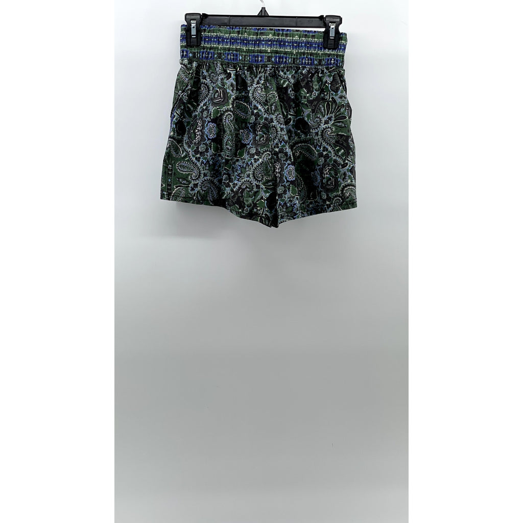 FREE PEOPLE MOVEMENT Women's Blue-Green Paisley High-Rise Casual Shorts SZ XS