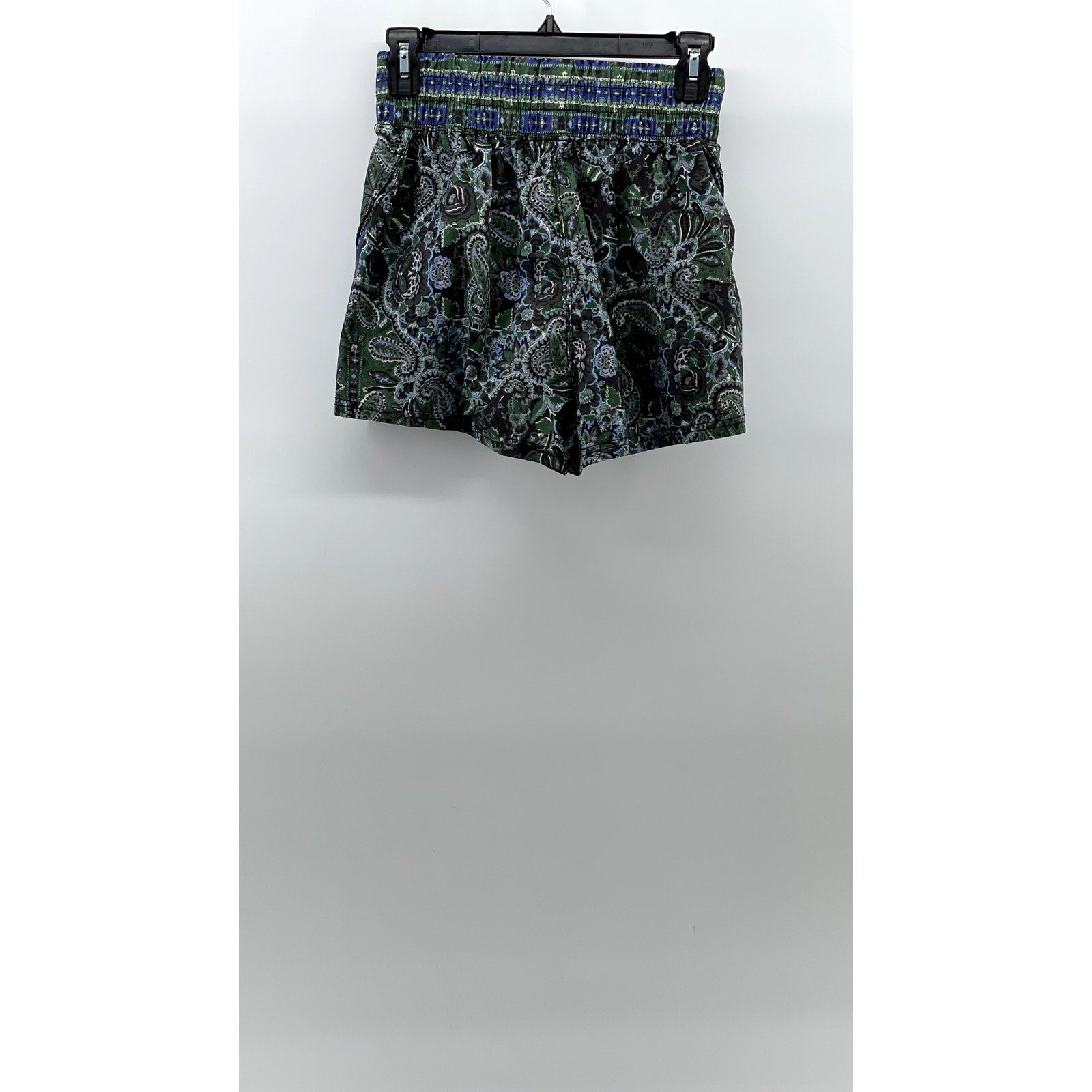 FREE PEOPLE MOVEMENT Women's Blue-Green Paisley High-Rise Casual Shorts SZ XS