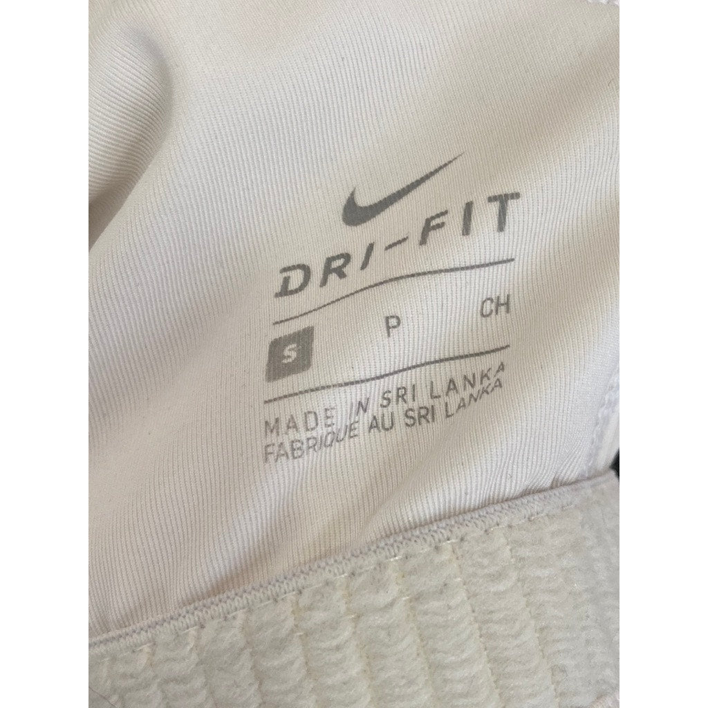 NIKE Women's White-Black Dri-Fit Swoosh Racerback Non-Padded Sports Bra SZ S