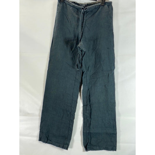 SUSANNA DAVIS Women's Blue Pure Linen Wide-Leg Pant SZ S