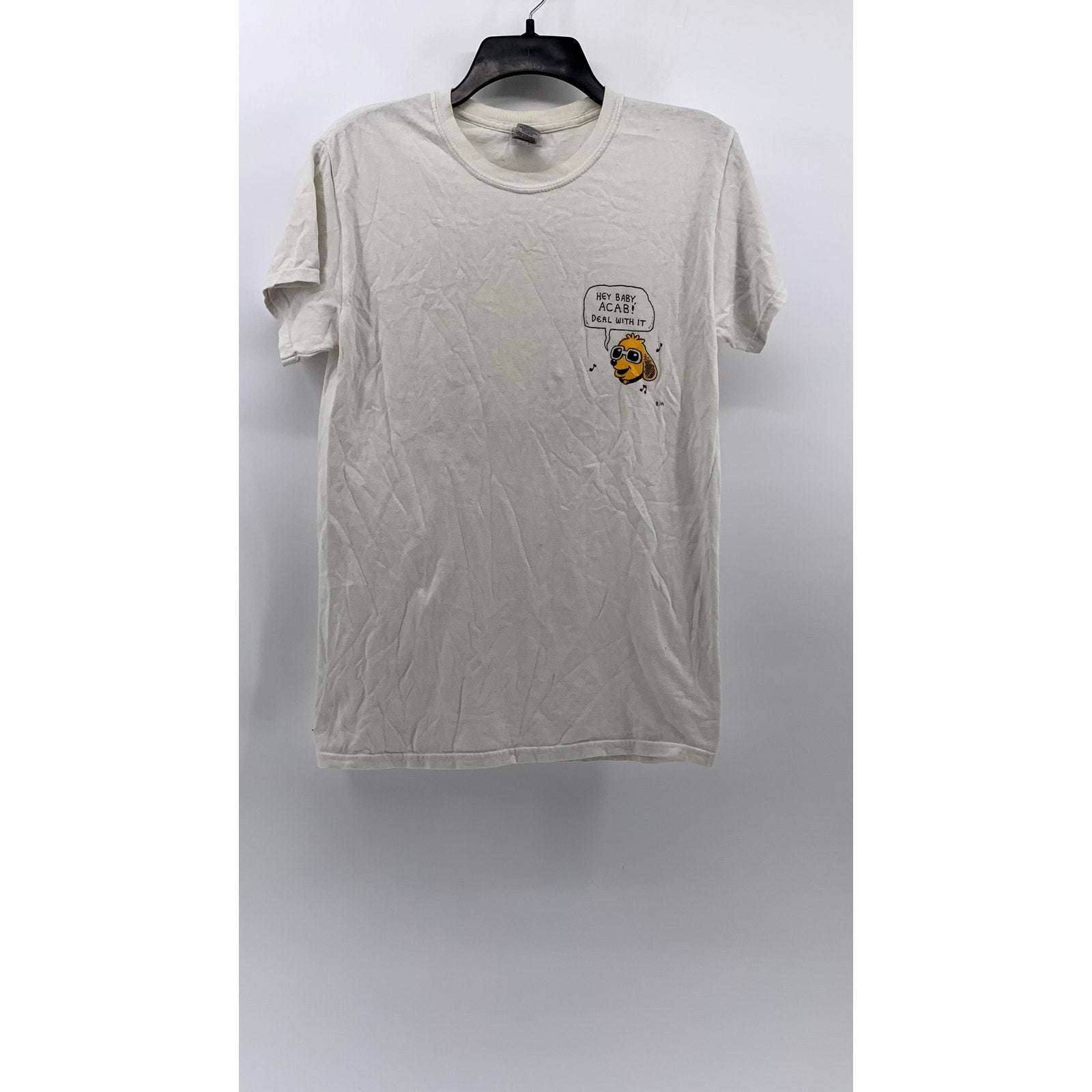 GILDAN Men's White Graphic BLM Crewneck Short Sleeve T-Shirt SZ S