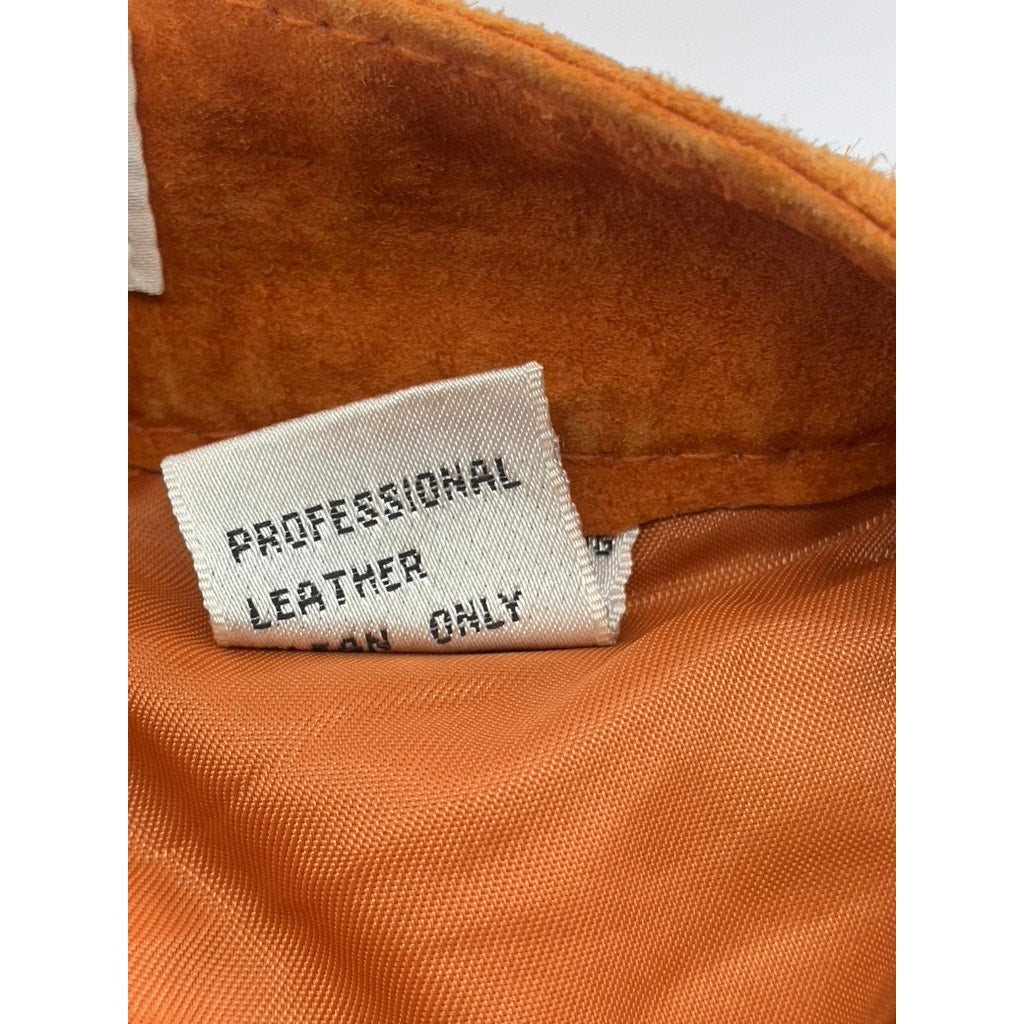 EVAN DAVIES Women’s Vintage Orange Leather High-Rise Straight Leg Pant SZ L