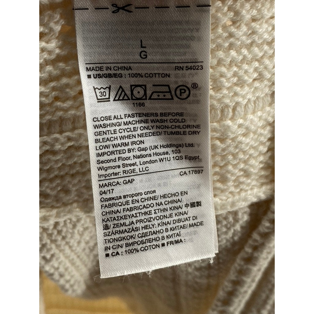 GAP Women's Cream Crewneck Crochet Knit Sleeveless A-Line Mini Dress SZ L