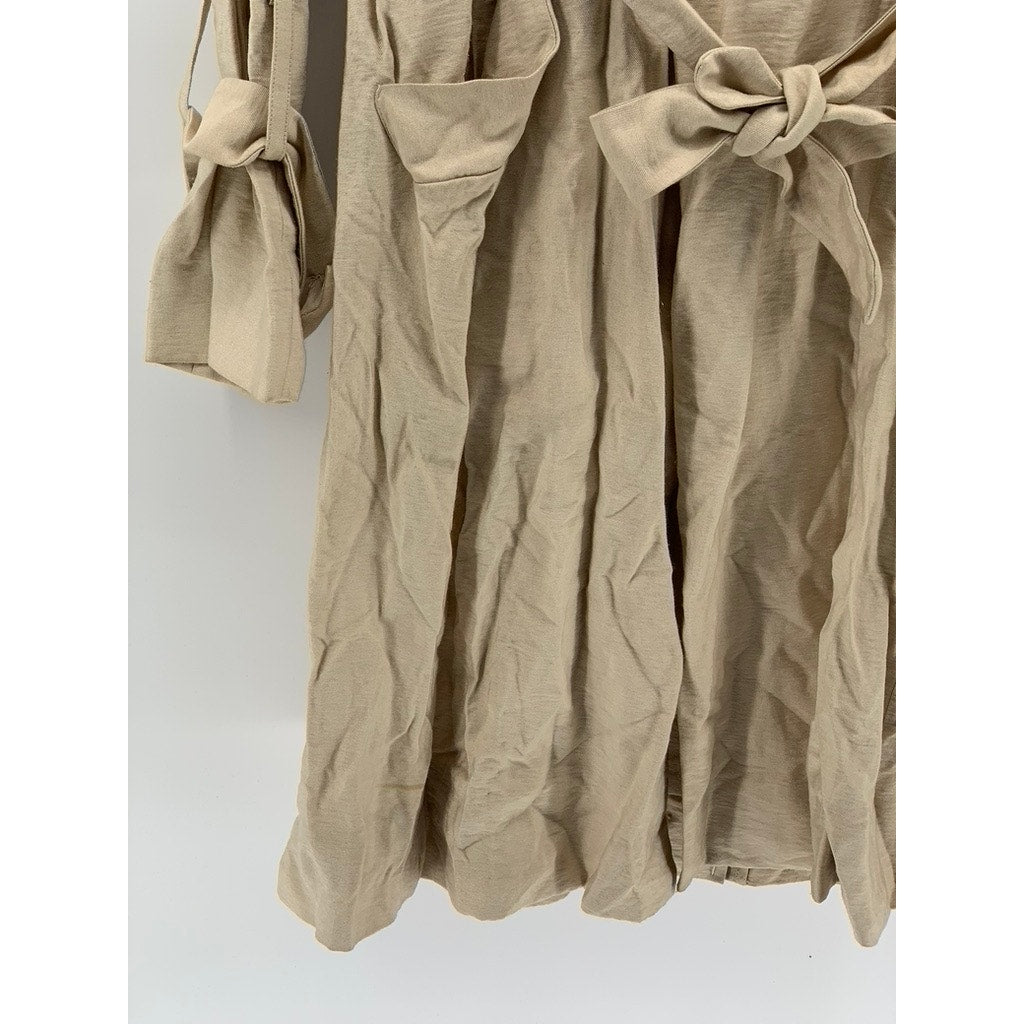 BCBGMAXAZARIA Women's Beige Cape Long Sleeve Belted Trench Coat SZ XS