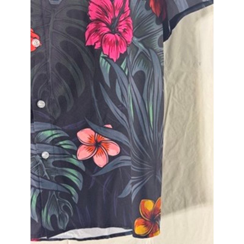 SALTY MONKEYS Men's Black Floral Print Button-Up Short Sleeve Shirt SZ M