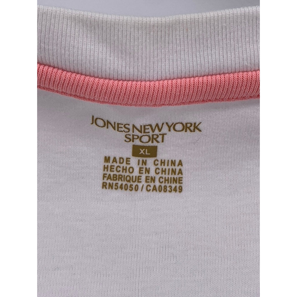 JONES NEW YORK SPORT Women's White Boatneck 3/4 Sleeve Cotton Top SZ XL