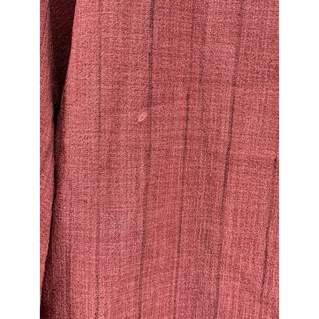 UVARAJ Jash Creation Men's Red Wide Stripe Split-Neck Long Sleeve Shirt SZ 44(L)