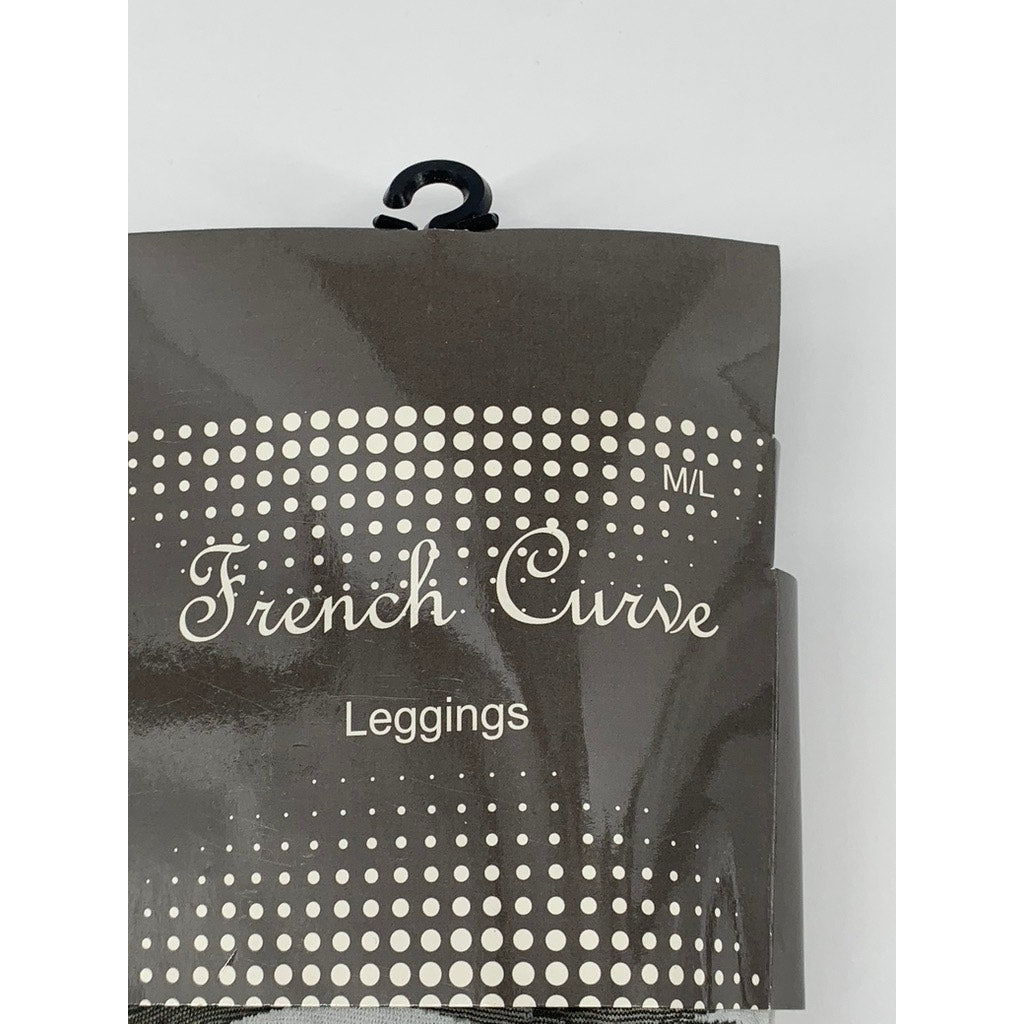 FRENCH CURVE Women's Dark Gray-White Sheer Printed Pull-On Tights SZ M/L