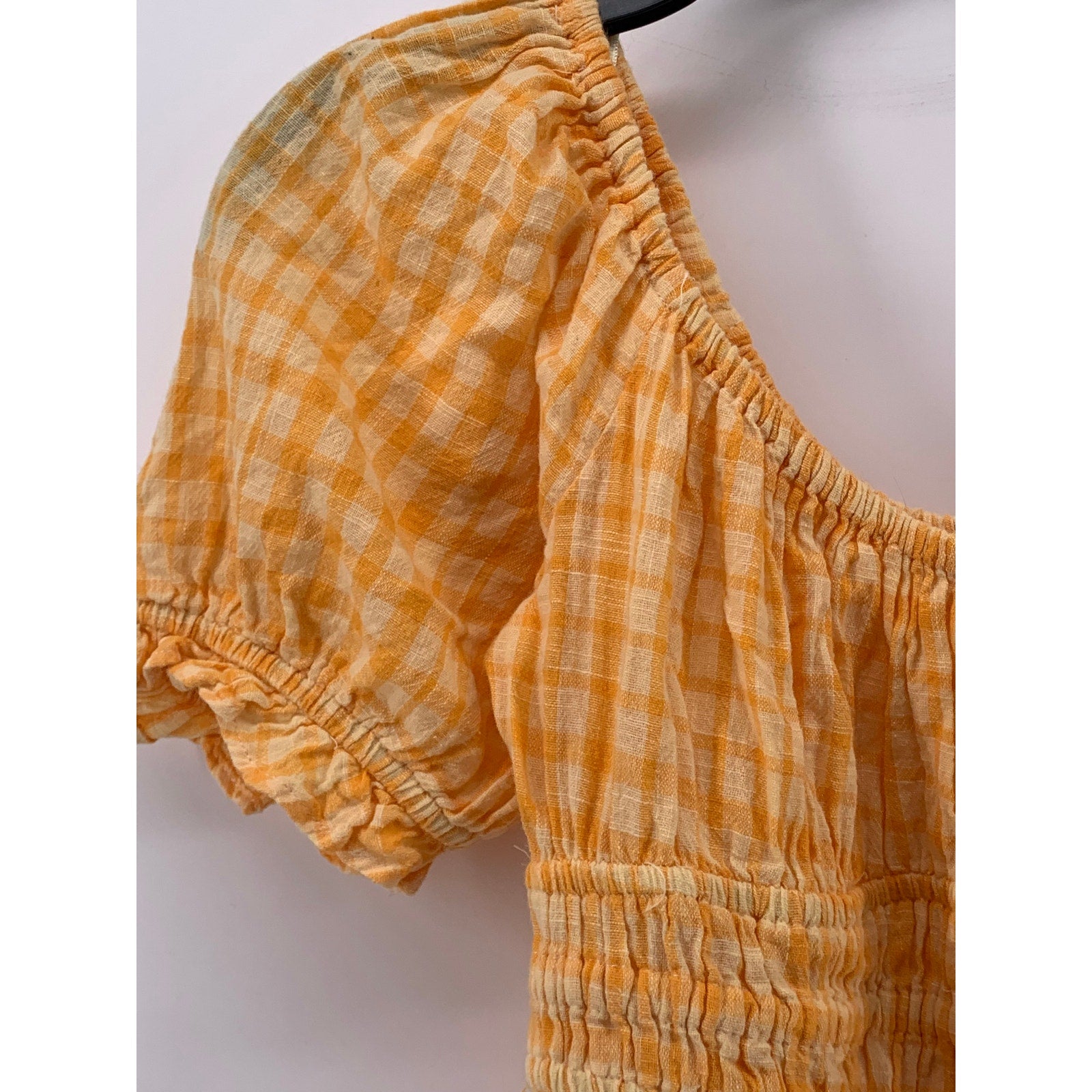 URBAN OUTFITTERS Women’s Yellow Checkered Pixie Milkmaid Mini Dress SZ M