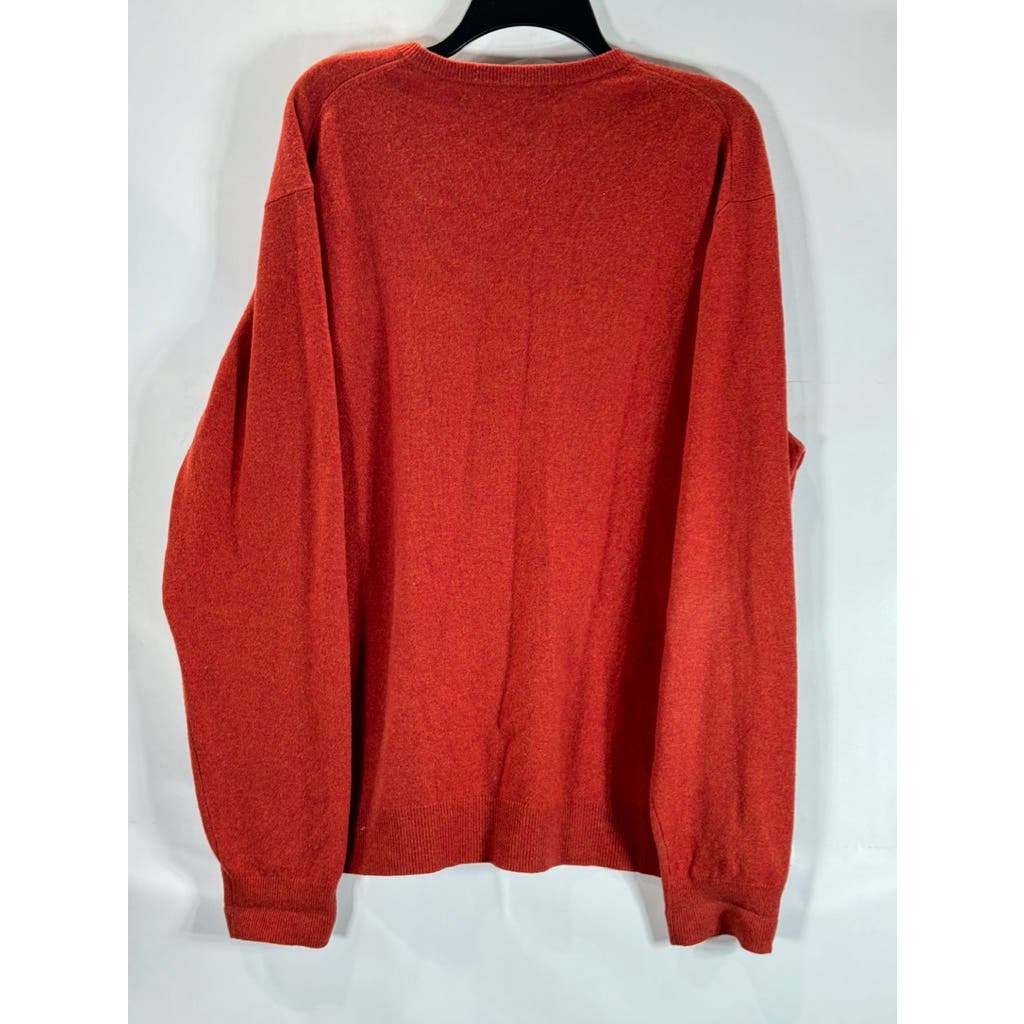 NEIMAN MARCUS Men's Orange Cloud Cashmere V-Neck Pullover Sweater SZ 2XL