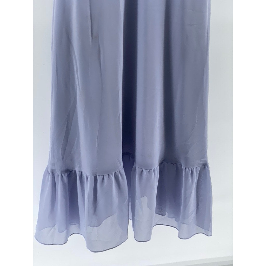 AZAZIE Women's Lilac Sweetheart Neck Short Puff-Sleeve Ruffle-Hem Dress SZ A8