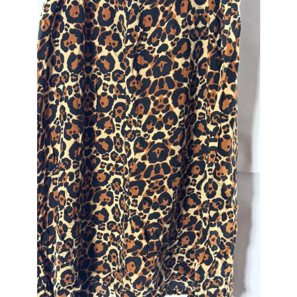 DIVIDED By H&M Women's Brown Leopard Print Front-Zip Adjustable Strap Dress SZ 6