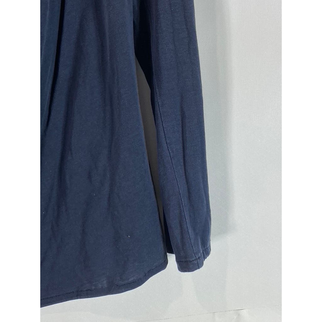 MASSIMO DUTTI Women's Solid Blue Long Sleeve Shirt SZ M