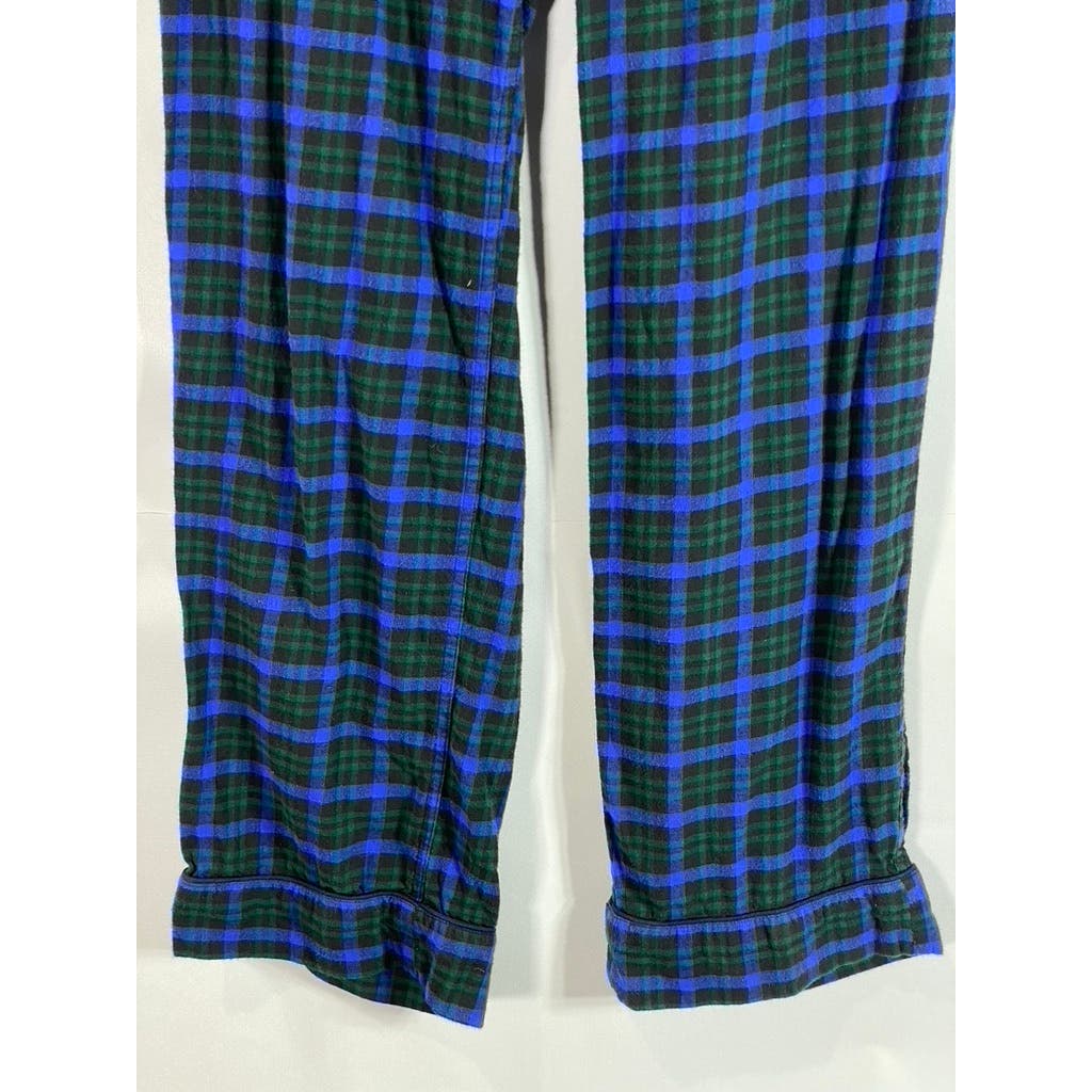 J.CREW Women's Blue/Green Plaid Vintage Drawstring Flannel Pajama Pant SZ M