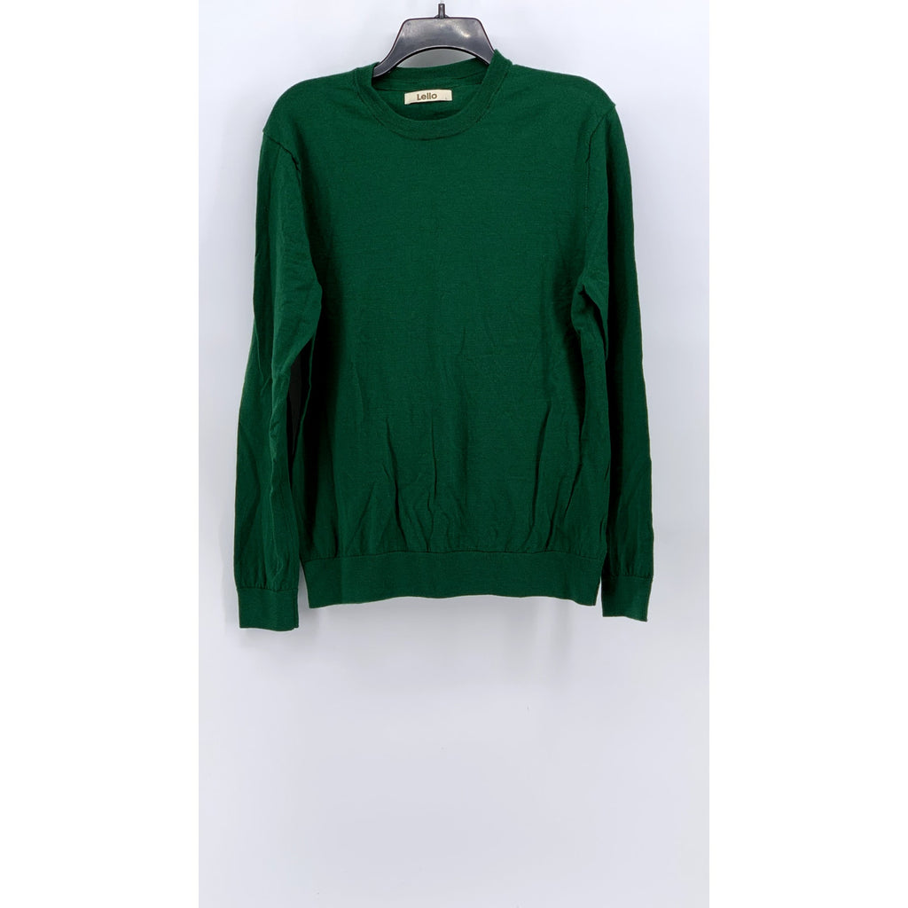 LELLO Men's Dark Green Knit Crewneck Wool Sweater SZ L