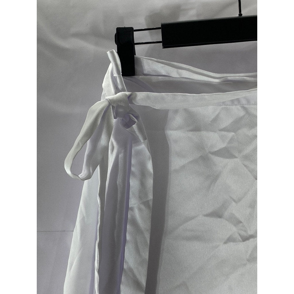 UNBRANDED Women's Bright White Satin Wrap Mini Skirt SZ M