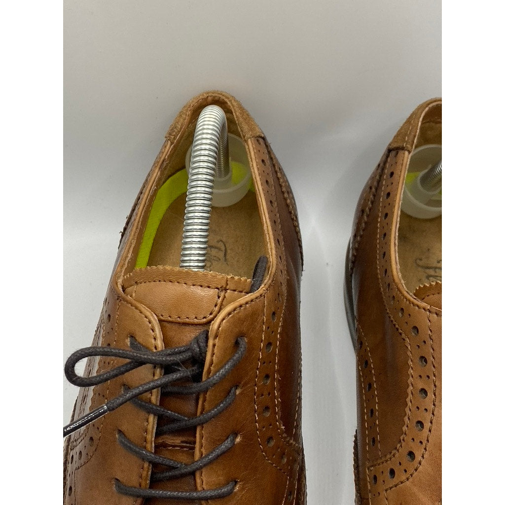 FLORSHEIM Men's Cognac Leather Orthotech Lace-Up Wingtip Oxford Shoes SZ 10
