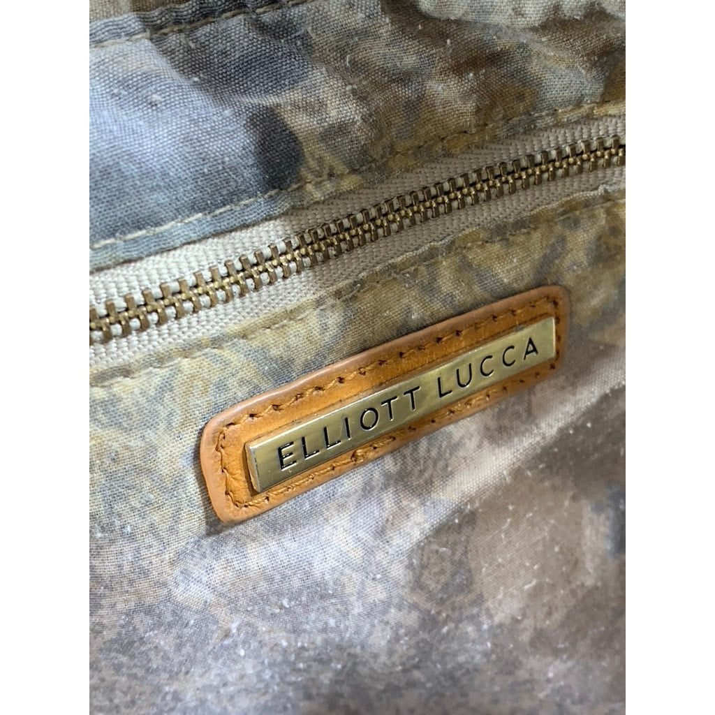 ELLIOTT LUCCA Women's Brown Leather Woven Flap Shoulder Crossbody Bag