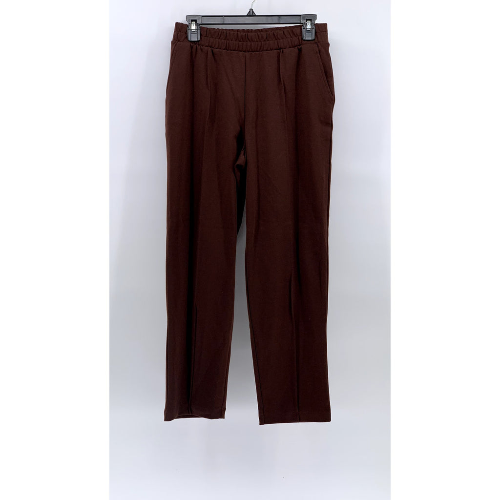 A NEW DAY Women's Brown Solid Pull-On Casual Straight-Leg Pant SZ S