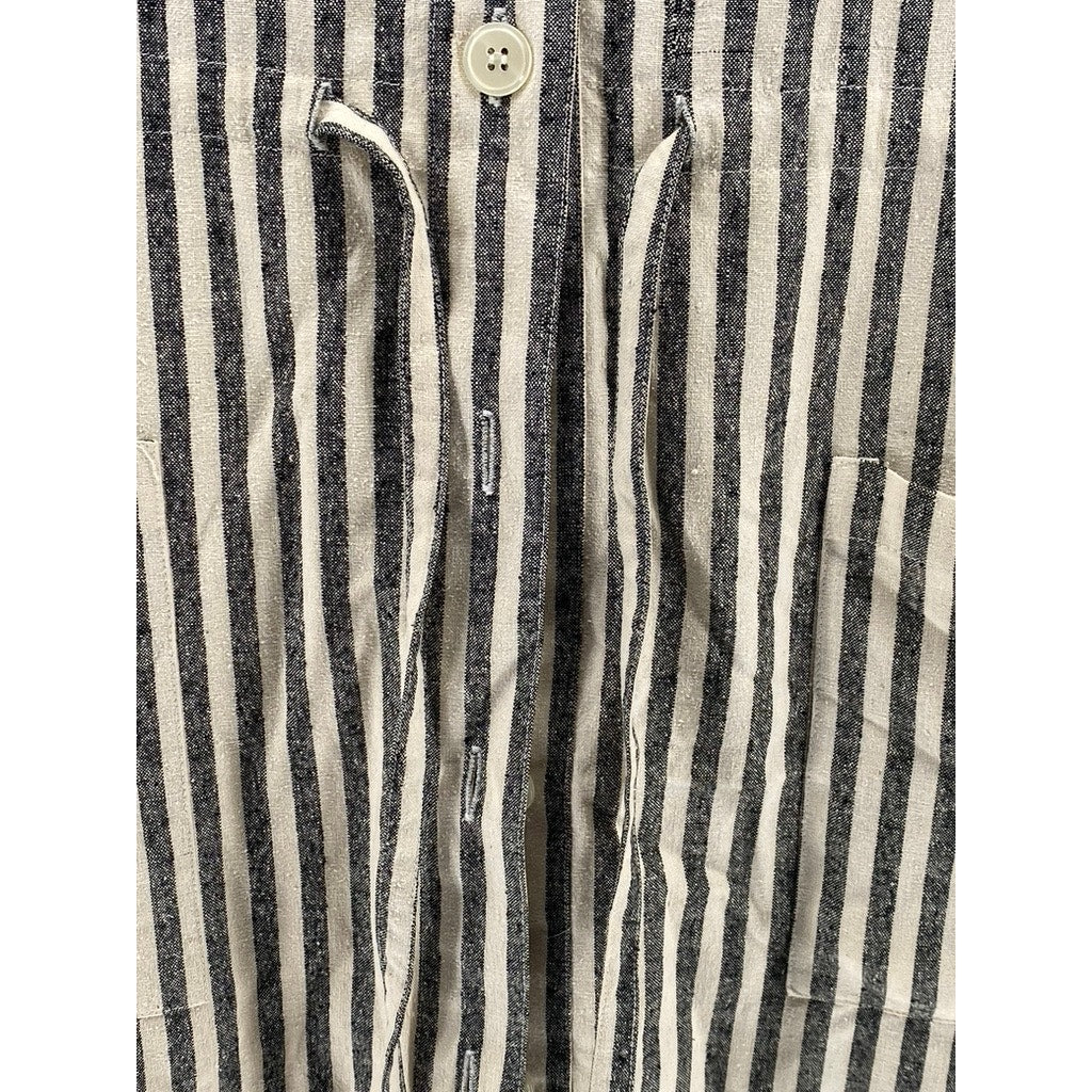 THE HE-RO GROUP Women's Vintage Black-Off White Striped Shirt Dress SZ 12