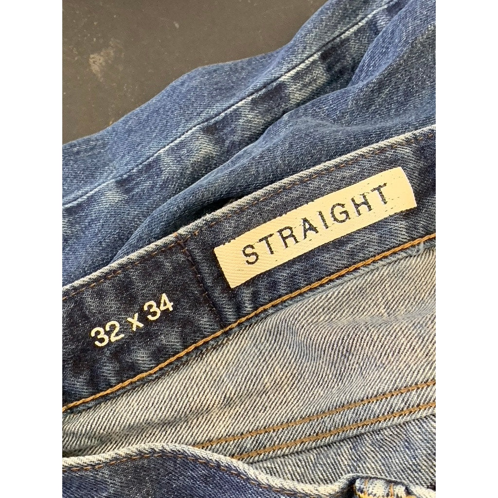 GAP 1969 Men's Blue Relaxed-Fit Straight-Leg Denim Five Pocket Jeans SZ 32X34