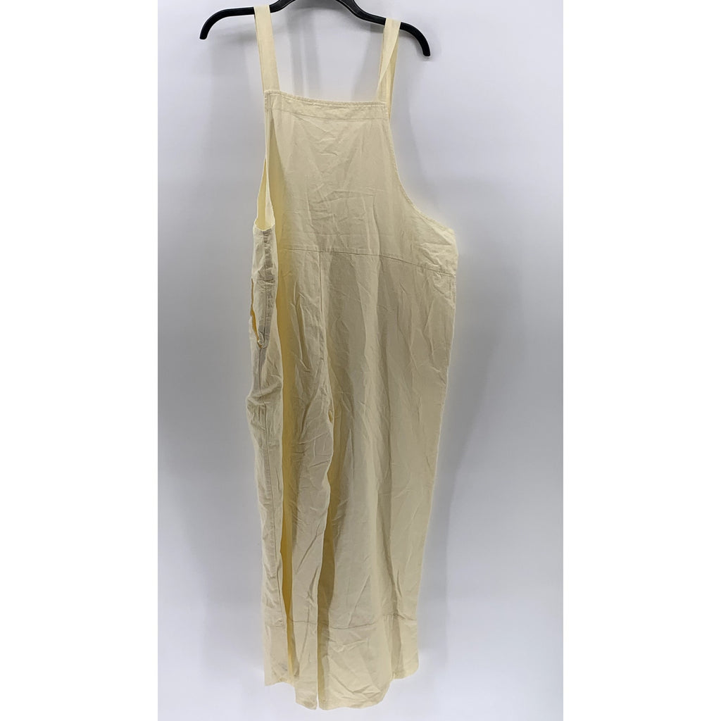 UNBRANDED Women's Beige Cotton-Linen Jumpsuit Overall SZ XL