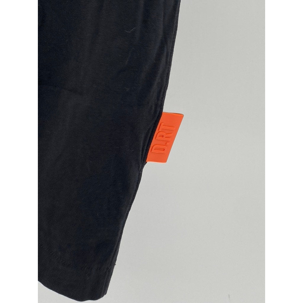 D.RT Men's Black-Multi Advntr Graphic Crewneck Short Sleeve Casual T-Shirt SZ L