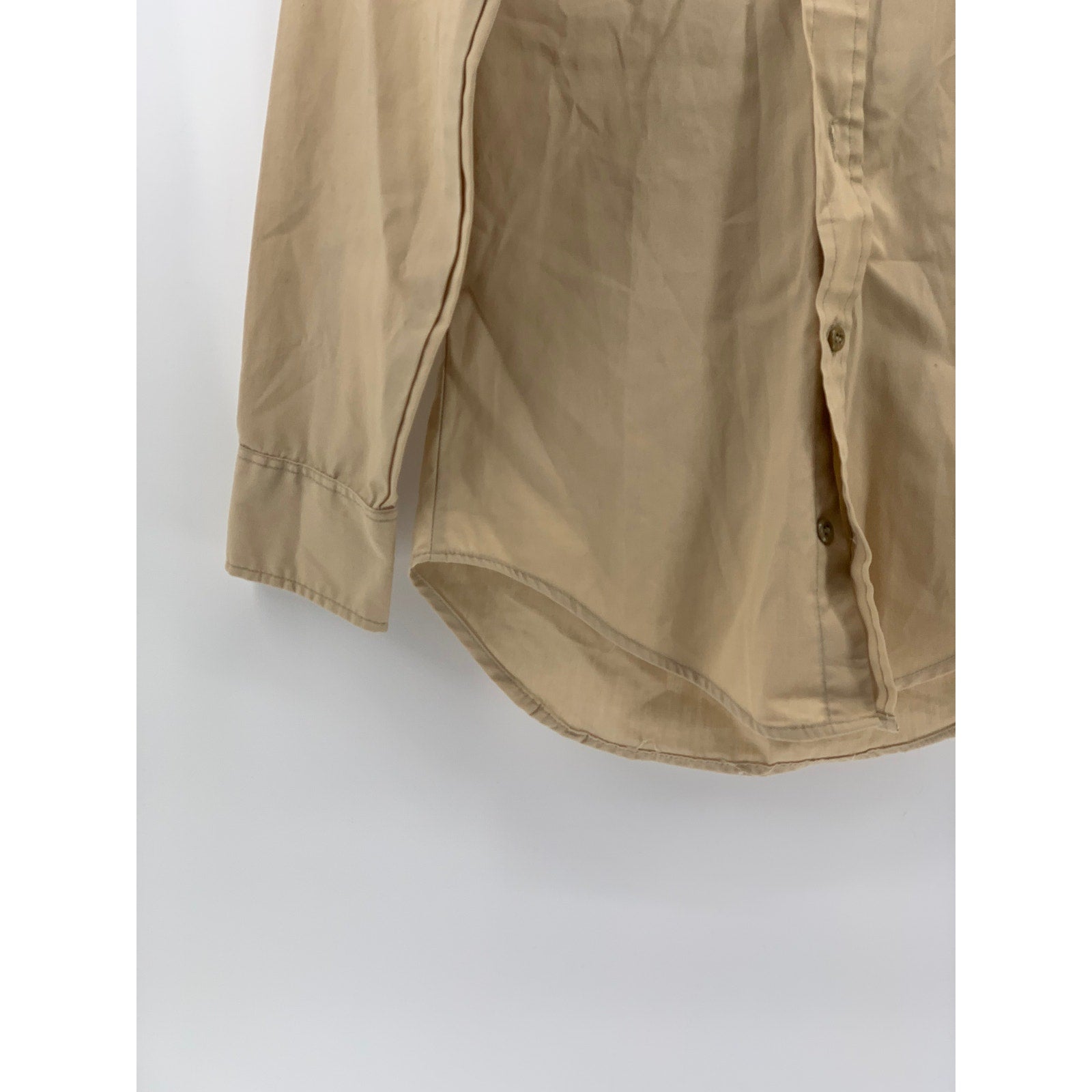 MONTGOMERY WARD Men's Tan Vintage 70's Button-Up Long Sleeve Shirt SZ S