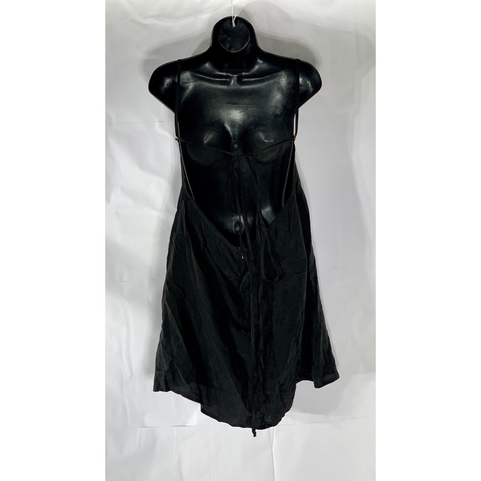 UNBRANDED Women’s Black Cowl-Neck Adjustable Straps Open-Back Mini Dress SZ M