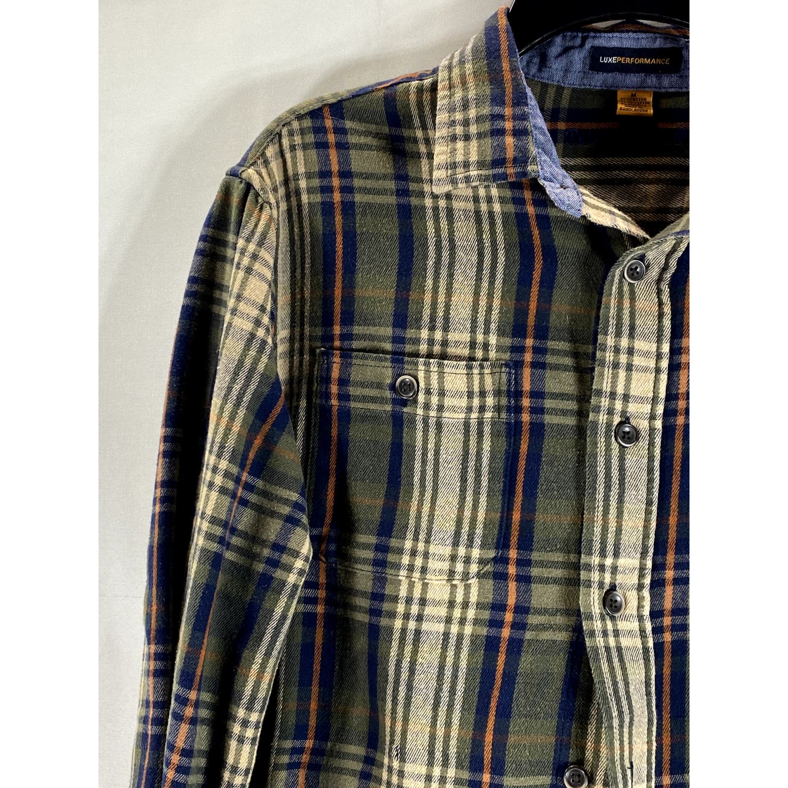 TAILOR VINTAGE Men's Green/Cream Luxe Performance Button-Up Shirt SZ M