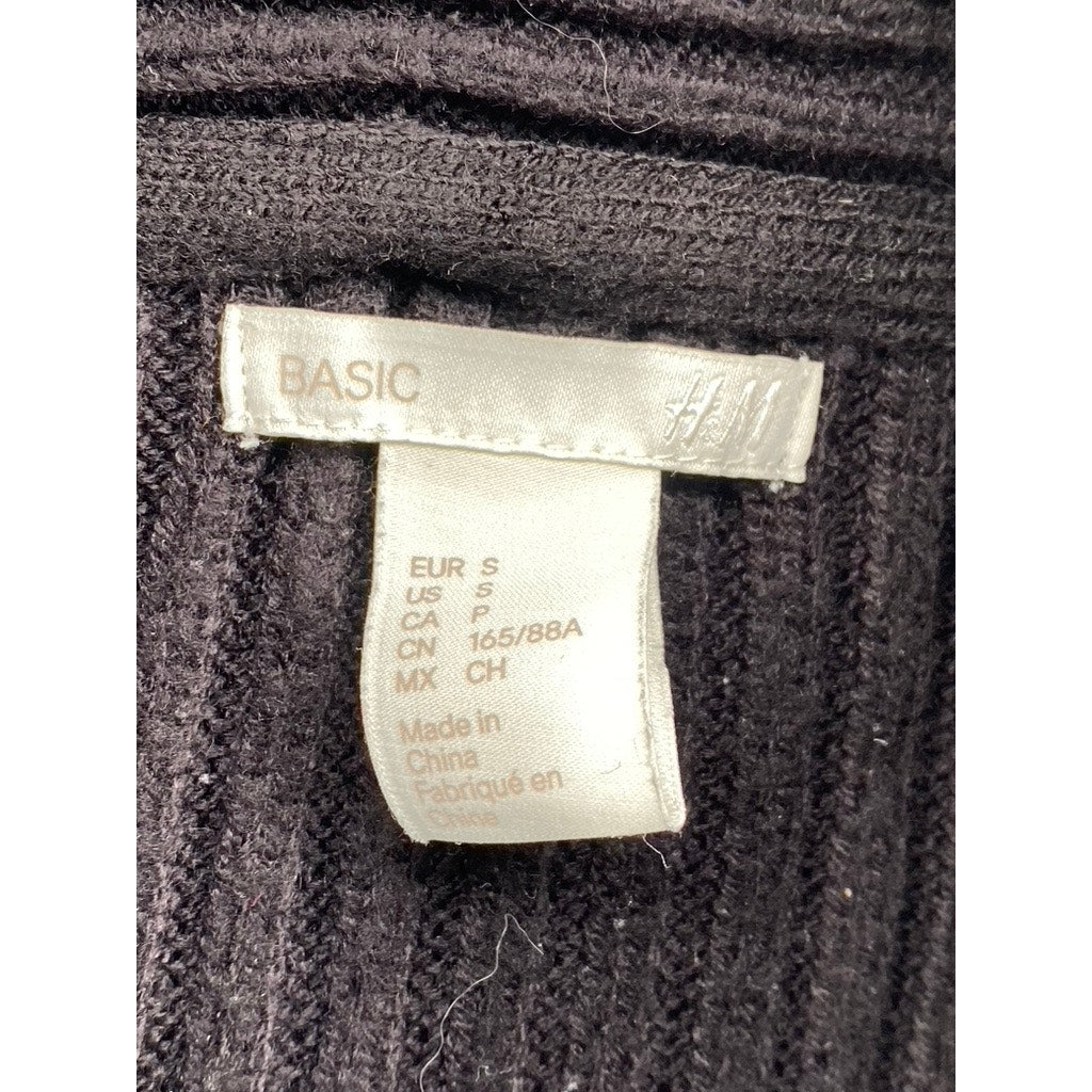 H&M BASIC Women's Black Rib Knit Open-Front Cardigan SZ S