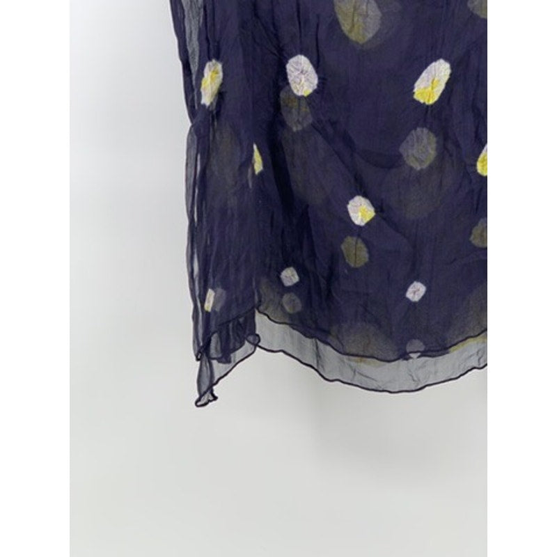 UNBRANDED Women’s Navy-Yellow Circle Sheer Scarf