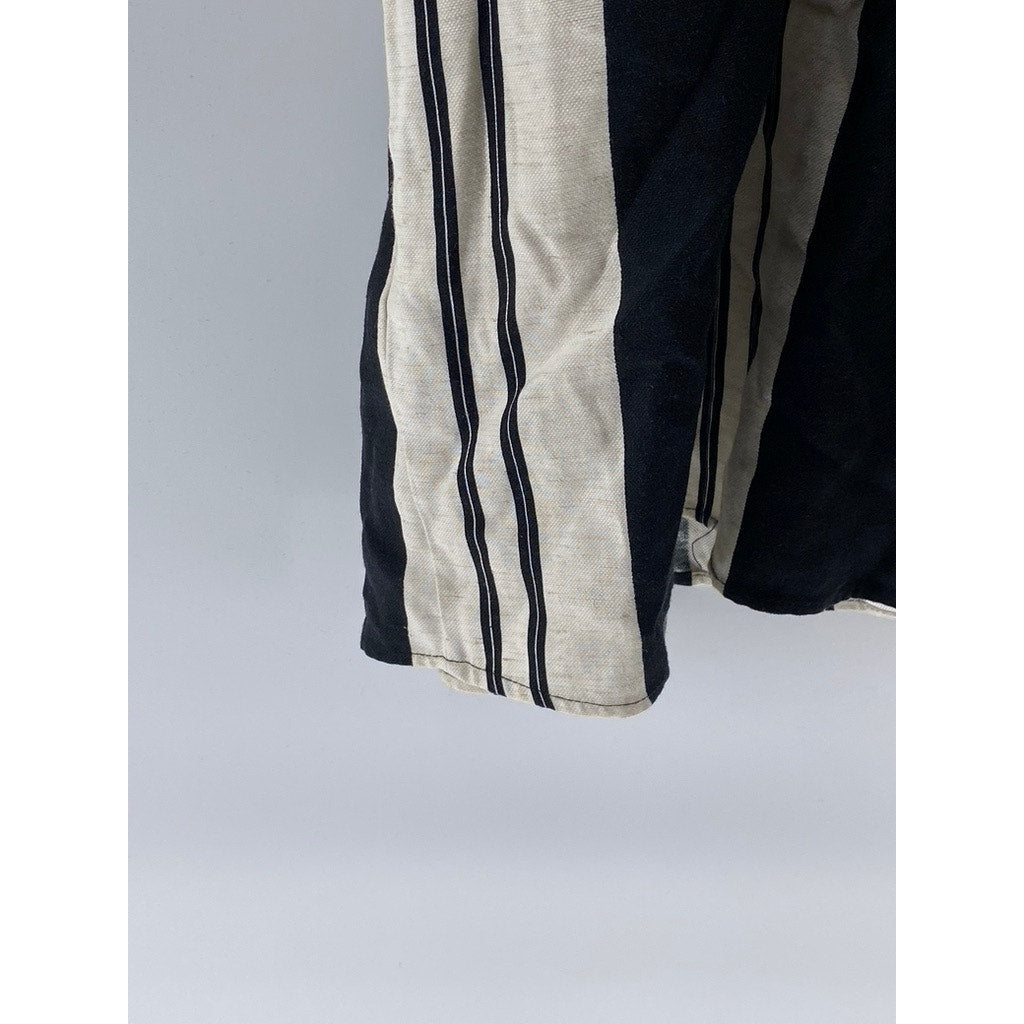 TOPSHOP Women's Black-Beige Striped Short Sleeve Knee-Length Wrap Dress SZ 6