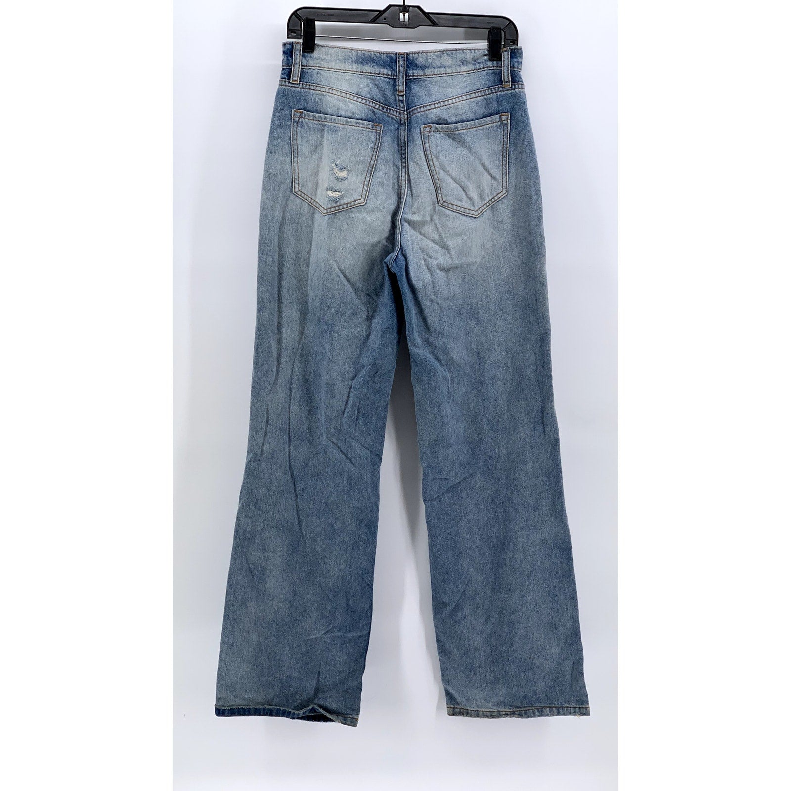 SNEAK PEEK Women's Medium Wash Distressed Relaxed Fit Straight Jeans SZ 5/27