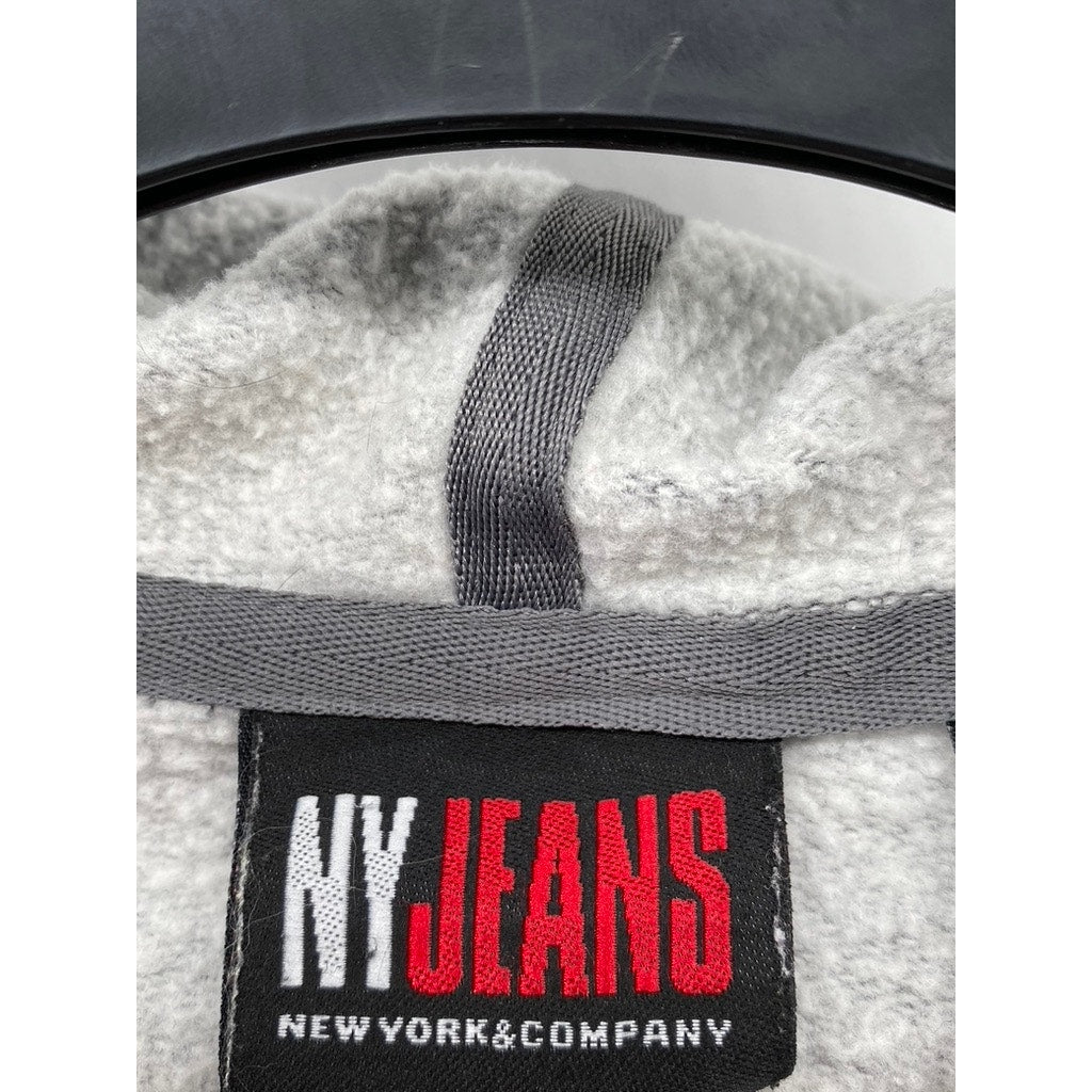 NY JEANS By New York & Company Women’s Gray Zip-Up Hooded Cropped Sweater SZ M